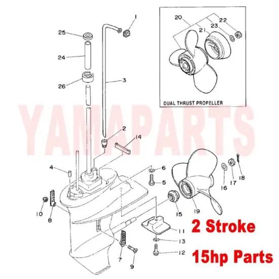 683-45947-00-EL Propeller for Yamaha Hidea Parsun 2 Stroke 15HP Outboard Motor Lower Unit
