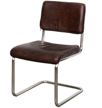 Vintage bow shape Brown Leather dining chair