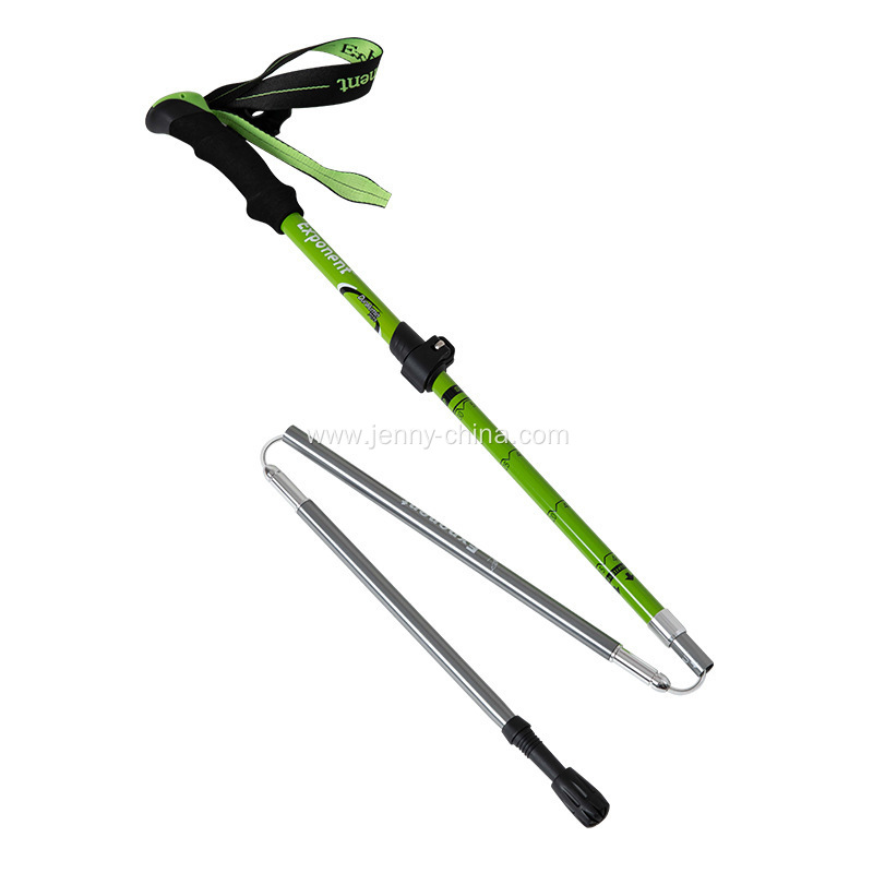 4 Sestions Folding Trekking Pole EVA Straight Handle Outdoor Trekking Pole