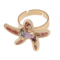 18k Gold Color Natural Seastar Drusy Crystal Rings