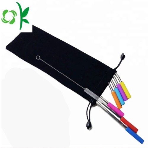 100% cấp thực phẩm Silicone Mẹo Straw Case có thể gập lại