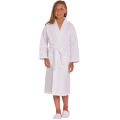 ชุดเสื้อคลุมอาบน้ำชุดกิโมโนสีขาววาฟเฟิลเด็กเสื้อคลุม