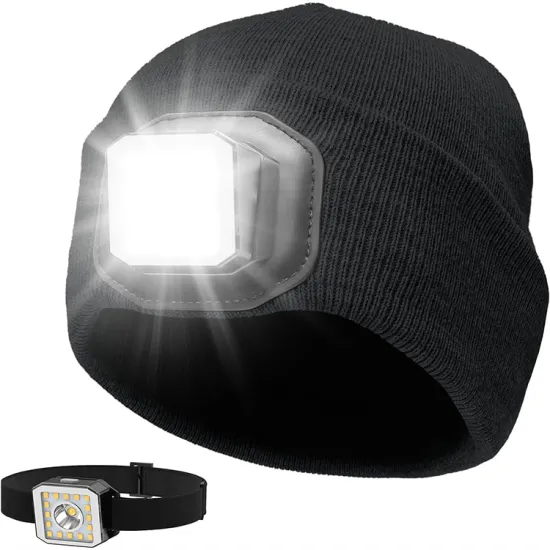 Rechargeable LED Beanie Light: Warm, Illuminated Headwear with 2 Lighting Types