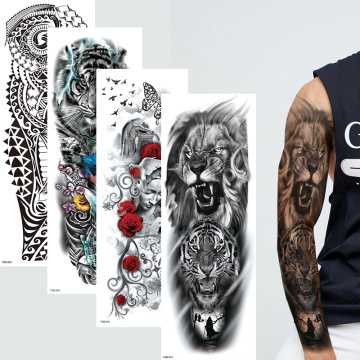 10 Design Waterproof Temporary Tattoo Sticker Full Arm Large Size Arm Tatoo Flash Fake Tattoos Sleeve for Men Women Girl