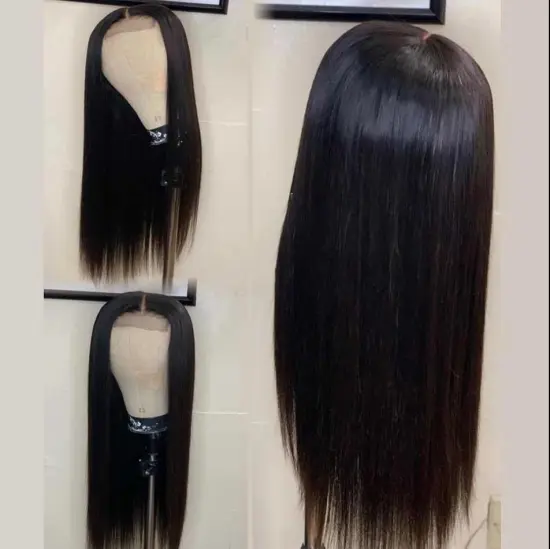 China Natural Color Long Swiss Lace Straight Hair Wig For Black Women 100% Raw Indian Human Hair Lace Front Wig Vendor