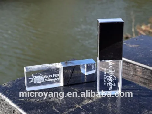 Custom 3D Logo Crystal Glass Metal USB 2.0 Memory Flash Drive