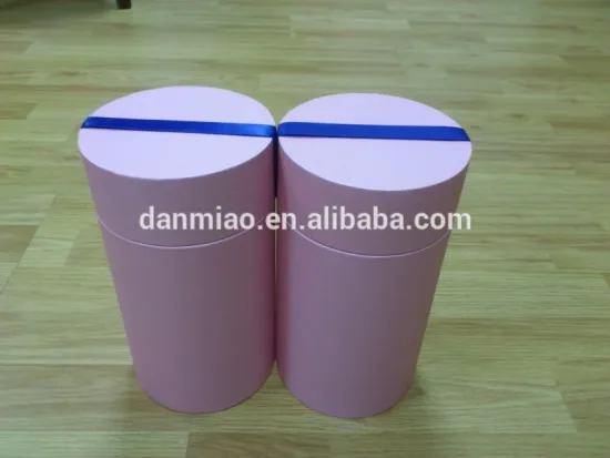 Pink Luxery cylindrical packing tubes with blue ribbon