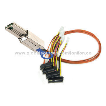 Mini SAS SFF-8088 to 4 SAS SFF-8482 Cable with 100 Ohms Impedance