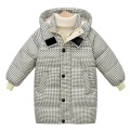 Children's Plaid Cotton Hooded Down Jacket