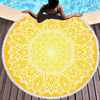 Custom Round Beach Towels Wholesale: Personalized Microfiber Sand Towels 250gsm