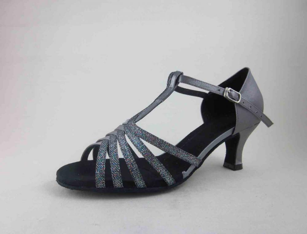 Ladies Grey Satin Dance Shoes