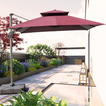 Cantilever Hanging Crank Sun Umbrella for Balcony, Pool, Cafe, and Garden