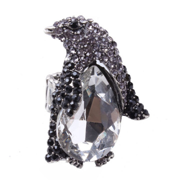 Crystal Alloy Jewelry Penguin Ring With Big Gemstone Rings