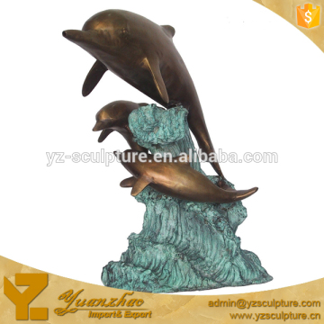 Fine Craft Brass Three Dolphin Statues