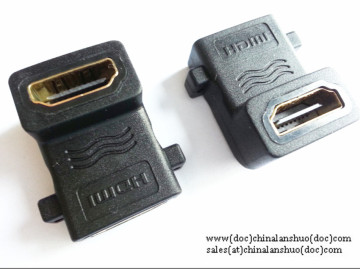 90 degree angle screw-lock HDMI A female to A female adapter