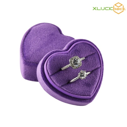 velvet Heart shape fashion wedding ring packing box