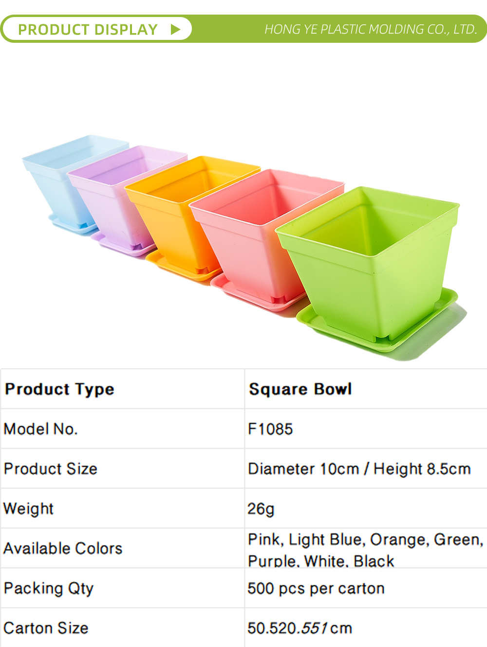 Square Plastic Flower Pot With Tray X