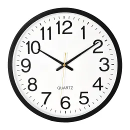 Classic Round Quartz Wall Clock Black Frame