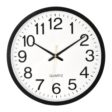 Classic Round Quartz Wall Clock Black Frame