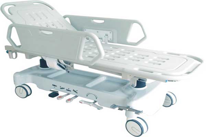 Hydraulic stretcher trolley with adjustable back rest