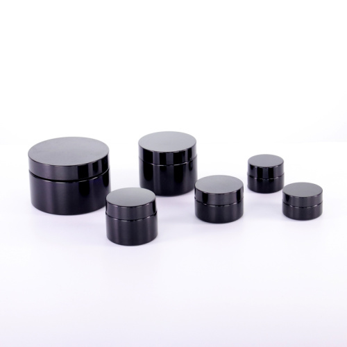 Black universal cream jar with black lid