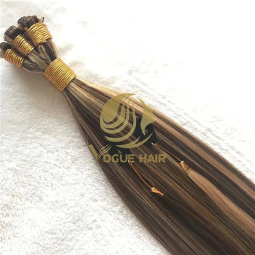 P#4/8 hand tied weft remy cuticle hair extensions