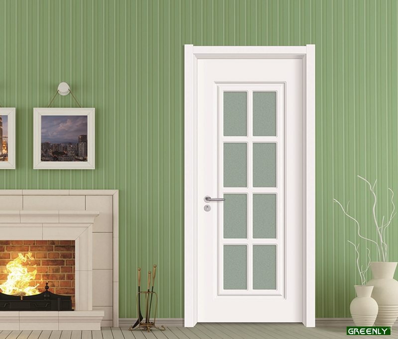 White Glass Wooden Door Moulded Panel doors