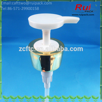 Aluminum- plastic lotion pump with big actuator, top grade golden-white gel pump