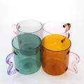 Clear Colored Drinking Glass Coffee Mug With Handgrip