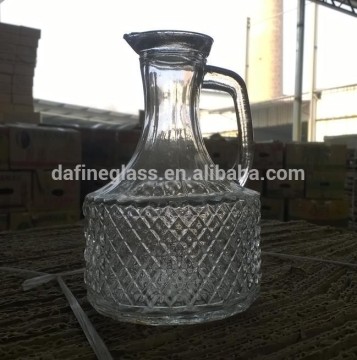 380ml 13oz clear olive oil glass bottle/sauce bottle with handle