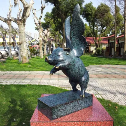 Modern garden decorative little animal sculpture bronze dark