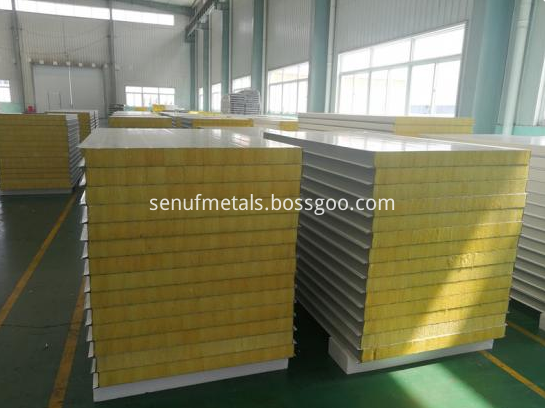 50 150mm Thickness Rockwool Sandwich Panel For Metal Wall Cladding System
