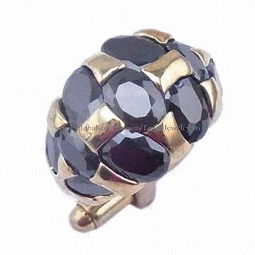 Rhinestone Cufflinks, Made of Brass and Zircon, Various Colors Available, OEM and ODM Orders Welcome