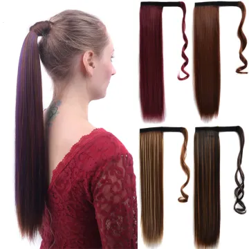 Hot sell synthetic hair extensions 24inch 100g ponytail wig synthetic hair long straight wrap around ponytail