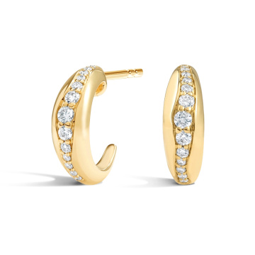 18k အဝါရောင်ရွှေ D DIAL Lab Diamond Hoop နားကပ်