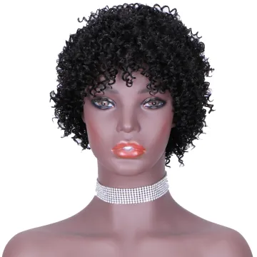 wholesale Mixed 100% Human Hair  Wig For Black Women Jerry Curly Medium Length 8" Black Color Machine human Hair Wigs