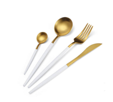 Golden Plated 304 Stainless Steel Knife Fork Spoon Flatware Set