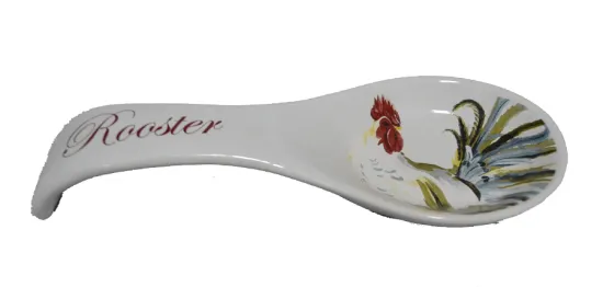 Ceramic Decal Spoon Rest Rooster Design