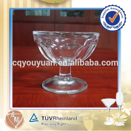 180ml food garde round clear glass ice cream cone cups with stem