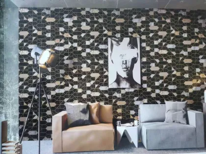 Bedroom PVC 3D Design Wallpaper 350g 1.06m
