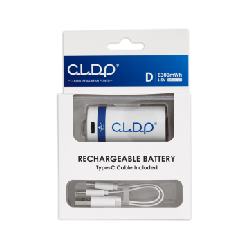 1.5V Lithium USB rechargeable D battery