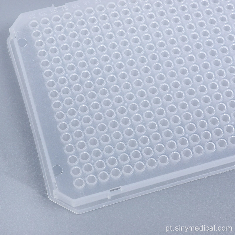 Placa de PCR de poço 384 transparente