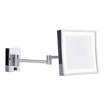 Lighted wall makeup mirror