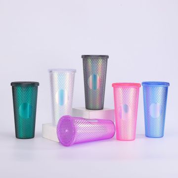 Fish scale double-layer plastic straw diamond cup