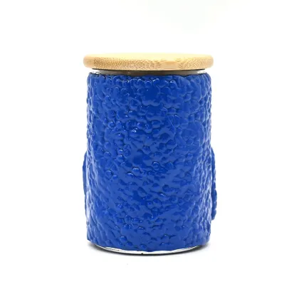 Blue big mouth Glass Storage Jar