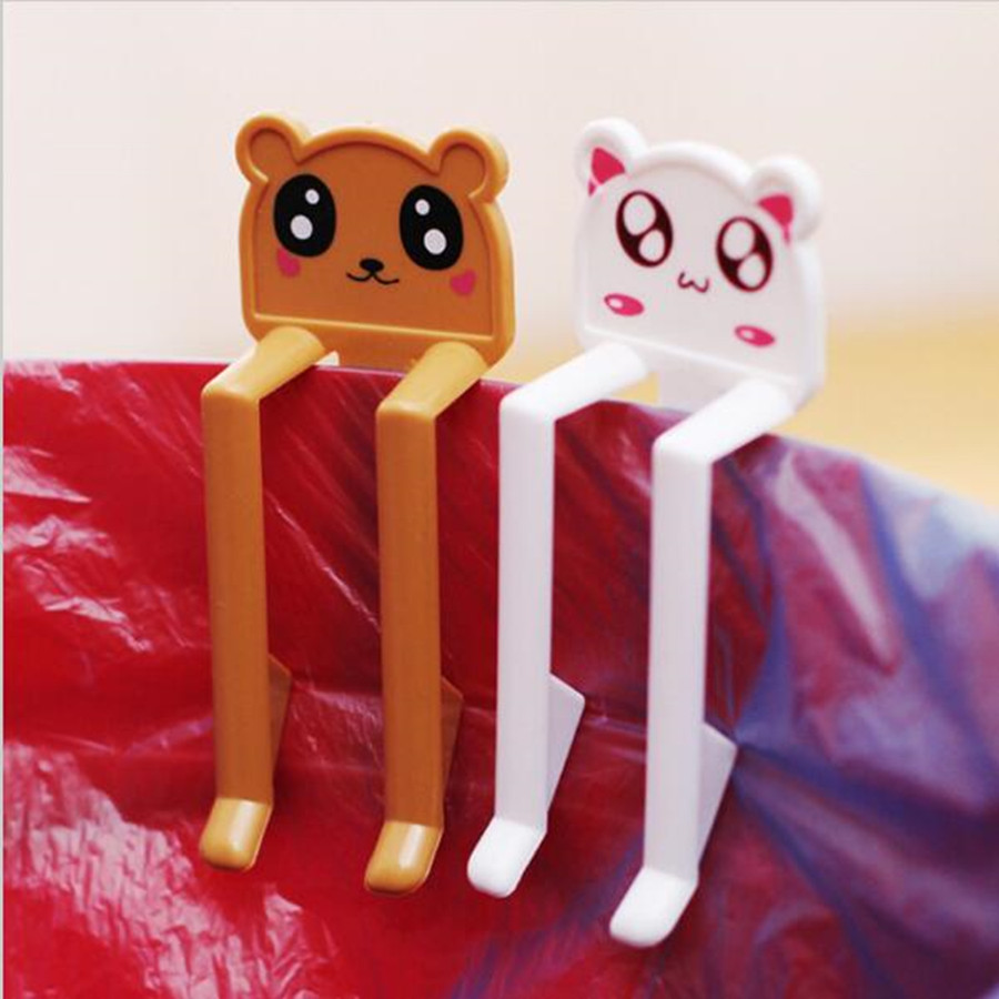 2pcs/set Lovely Cartoon Animal Practical Trash Can Clamp Plastic Garbage Bag Clip Fixed Waste Bin Bag Holder Rubbish Clip