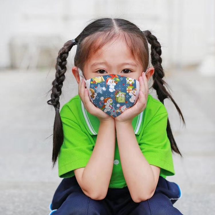 Máscara facial de algodão com estampa personalizada respirável em tecido para bebês