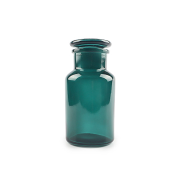 green 500ml glass reagent bottle with glass lid