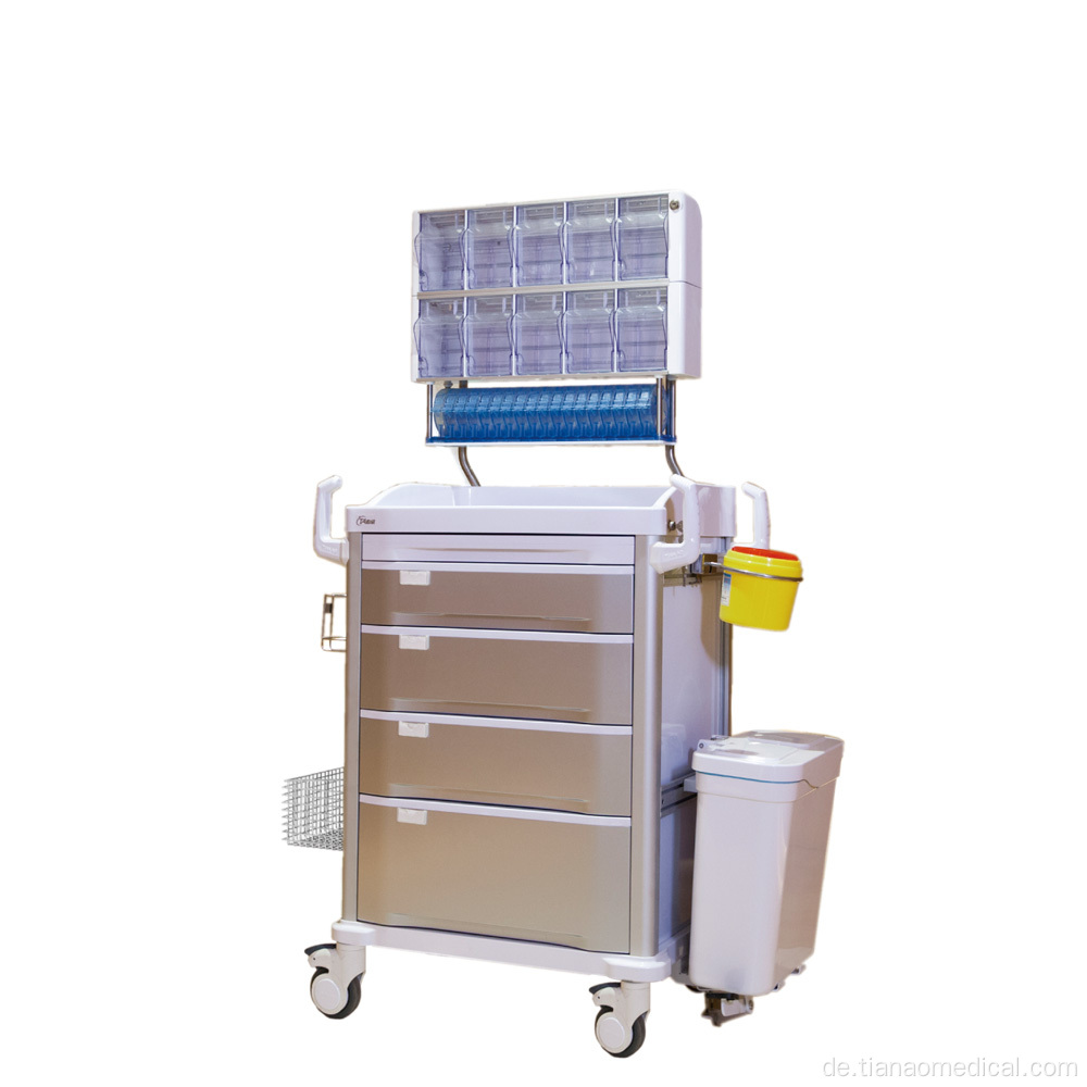 Multifunktionaler 4-Lagen-Schubladenanästhesiewagen für Krankenhäuser