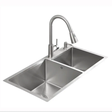 Dasen DS8244 Handmade SUS 304 Stainless Steel Double Sink for Bathroom and Food Truck